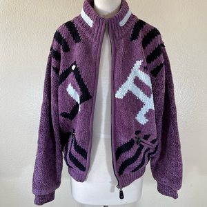 Jamie Sadock size Medium golf ⛳️ warmup sweater jacket full zip purple & black